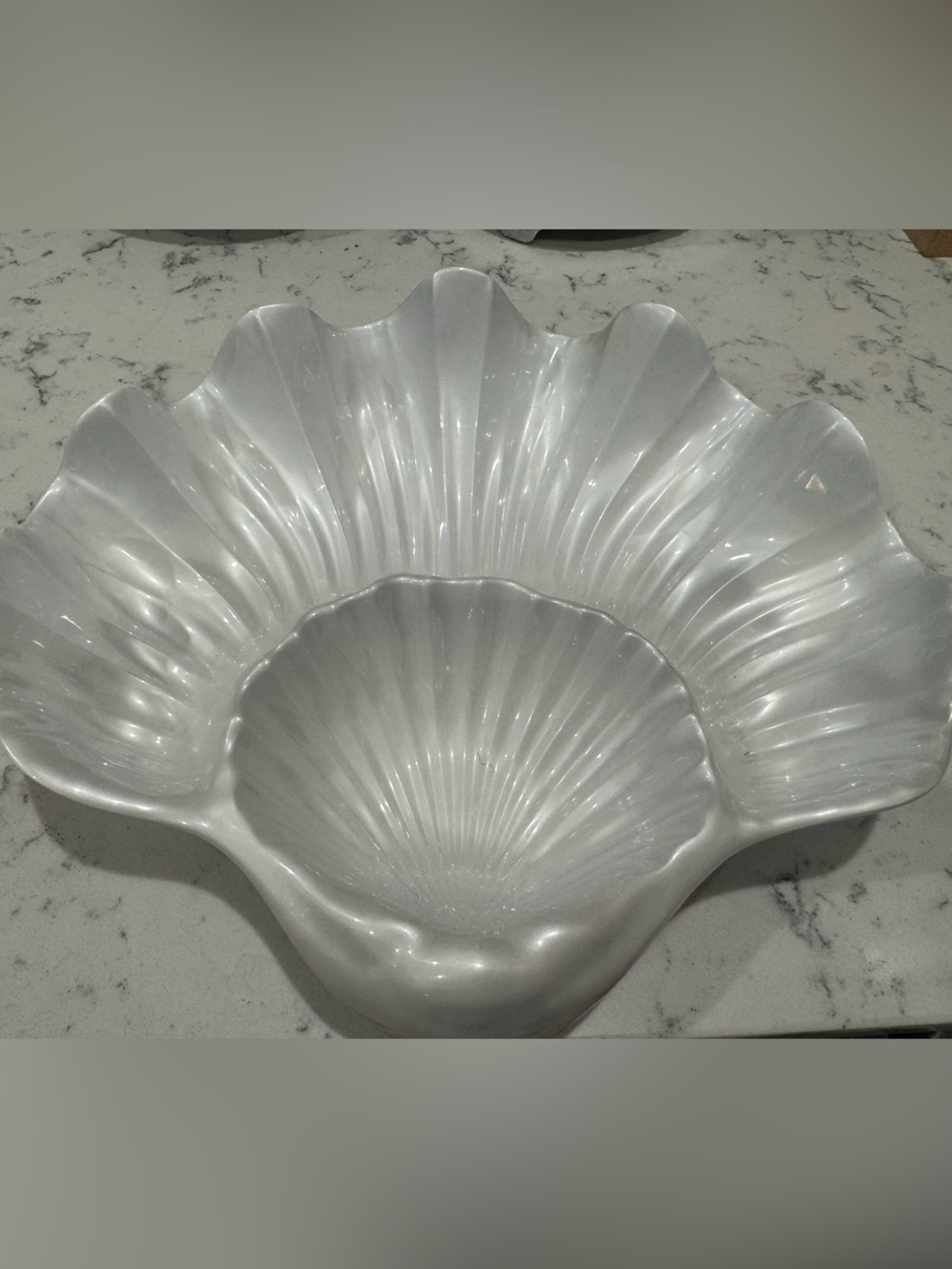 Pearlescent Shell Serving Bowl - White
